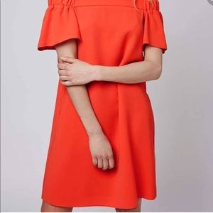 Orange Topshop Off the Shoulder Dress